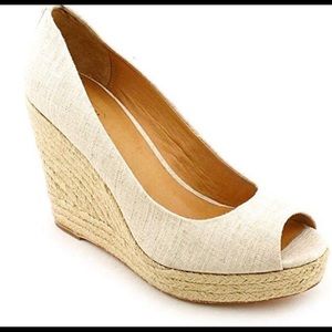 Coach Milan Linen Peep Toe Espadrille Wedge